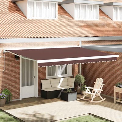 vidaXL - Uitschuifbare - luifel - Bruin - 450 - × - 300 - cm - Stof - en - Metaal