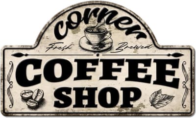 Famanu – Vintage metalen koffie wandbord – Retro decoratie voor koffiehoek