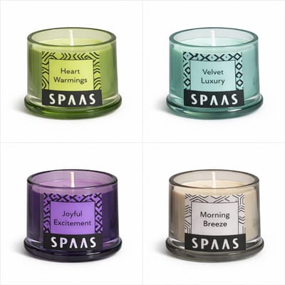 Spaas Geurkaarsen Geschenkset – 7,5 cm – 4-delig – 4 Geuren – Kaarsen in Glas