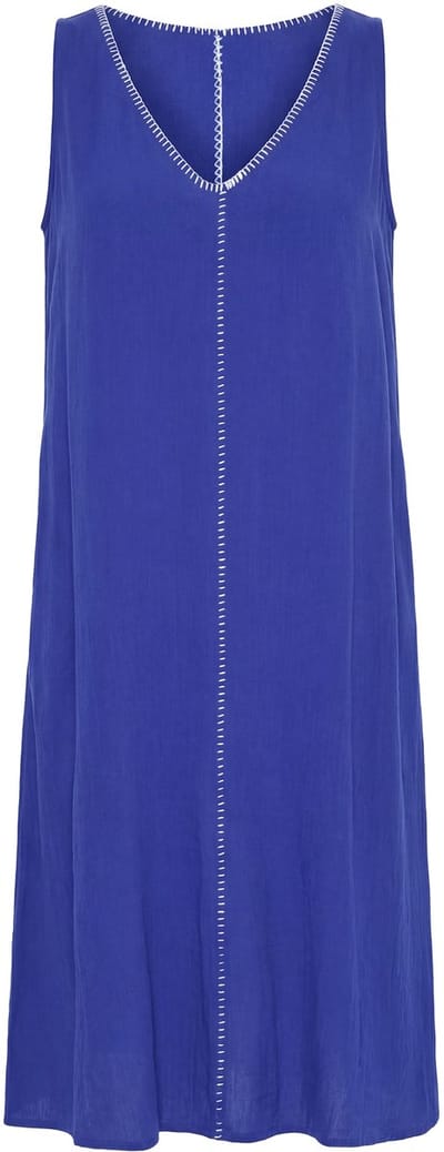 Studio Untold - Dames - Maxi-jurk A-lijn afwerkingen mouwloos - Kobaltblauw - Maat 54+