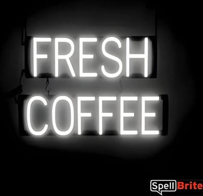 FRESH COFFEE - Lichtreclame Neon LED bord verlicht | SpellBrite | 58 x 38 cm | 6 Dimstanden - 8 Lichtanimaties | Reclamebord neon verlichting