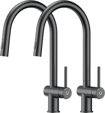 Cecipa Max Uittrekbare Keukenkraan - 2 stuks - Horizontaal Paraplu-ontwerp - RVS - 2 Straalstanden - 40% Waterbesparing - Zwart