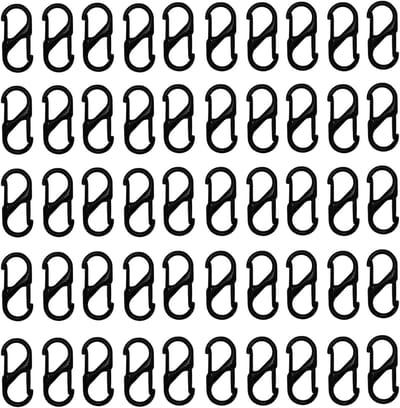 S-karabijnhaken 30 mm - mini-karabijnhaken met 2 openingen - zwart metaal - ideaal voor sleutels en tassen - ShopVlot