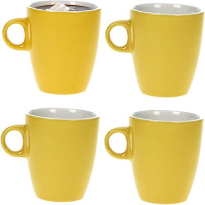 Cosy & trendy Koffiekopjes/bekers - 4x - geel - 190 ml - Keramiek - glans finish