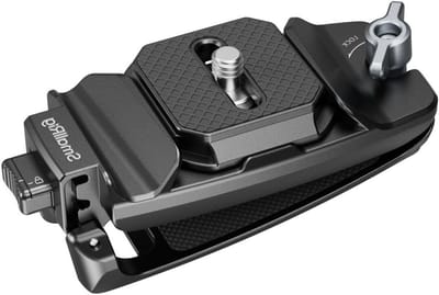 Camera Clip met Plaat, Snelsluitsysteem voor DSLR, Actiecamera en Rugzakriem - Arca-Swiss Compatibel, Ideaal voor Fotografie en Videografie