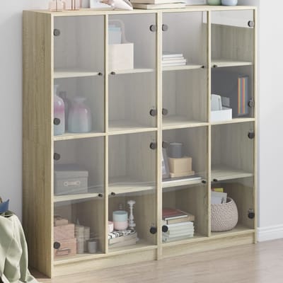 vidaXL - Boekenkast - met - deuren - 136x37x142 - cm - hout - sonoma - eikenkleurig