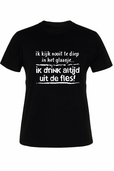 Paper Dreams T-shirt Ik kijk nooit te diep in het glaasje - Maat XL