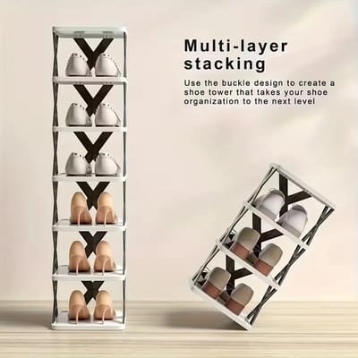 Allero Schoenenrek - Schoenenrek Zwart - 9 Lagen - Verticaal Rek - Eenvoudig Monteren - Per Plank 6 KG Belasting - Kunststof