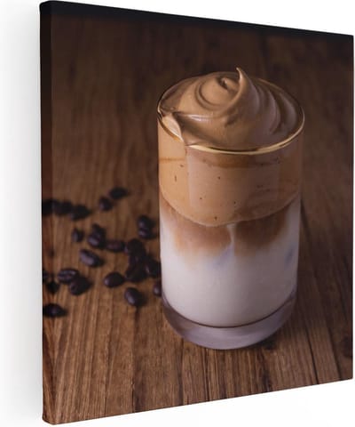 Artaza Canvas Schilderij Koffie Stilleven - 30x30 cm - Klein - Muurdecoratie Keuken - Wanddecoratie Koffiebonen - Kamer Accessoires Koken