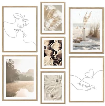 Set van 7 Wandposters voor Woondecoratie | Wanddecoratie voor Woonkamer en Slaapkamer | Muurprints in Boho Stijl