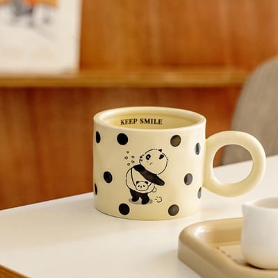 Melk Fufu Keramische Mok met Deksel Huishoudelijke Waterbeker Koppelsbeker Kantoor Koffiekopje Ins Schattige Panda 301-400ml