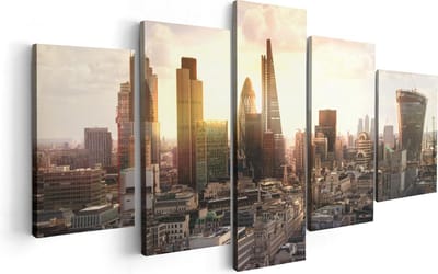 Artaza Canvas Schilderij Vijfluik Londen bij Zonsondergang in een Moderne Wijk - 100x50 - Foto Op Canvas - Canvas Print