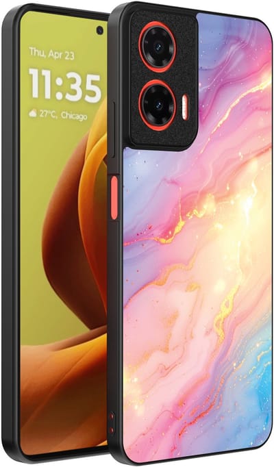 Smartphonica Telefoonhoesje Geschikt voor Motorola Moto G85 / Motorola Edge 50 Fusion met Regenboog Glitter Marmer Opdruk - TPU Backcover Case Rainbow Glitter Marble Design geschikt voor Motorola Edge 50 Fusion;Motorola Moto G85