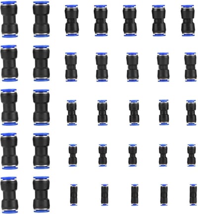 Dailygoods- Pneumatische Connector 40 Stuks - Snelkoppeling 6/8/10/12 mm - Slangkoppelingen - Drukconnector - Kunststof Aansluitingen - Flexibel en Slijtvast - Slangkoppeling