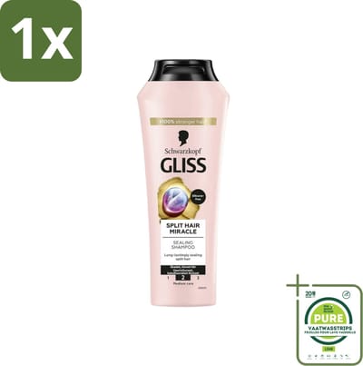 1 x Gliss-Kur - Shampoo - Split Hair Miracle - Herstelt Gespleten Haarpunten - 400 ml - Gespleten Haarpunten - Haar Herstel - Haar Versterken - Hydrolyzed Keratine - Vitamine E