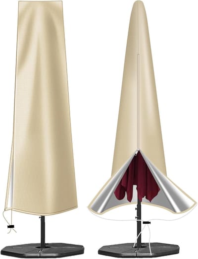 Daity Parasolhoes – Oxford-stof – Waterdicht met ritssluiting – Geschikt voor tuinparasols van 9 tot 12 voet (Khaki, 190 x 30 x 50 cm)