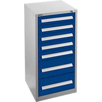Schäfer Shop Select ladekast SF 70, 7 laden, wit aluminium RAL 9006 gentiaanblauw RAL 5010