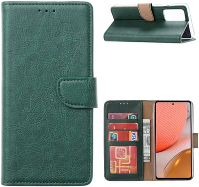 Hoesje Geschikt Voor Samsung Galaxy A32 Hoesje portemonnee hoes - Hoesje Geschikt Voor Samsung Galaxy A32 5G bookcase wallet cover - Groen