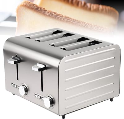 Broodbakmachine - Sandwichmaker Wafelmaker - Ontbijt Thuis - 4 Sneetjes Capaciteit - Roestvrij Staal