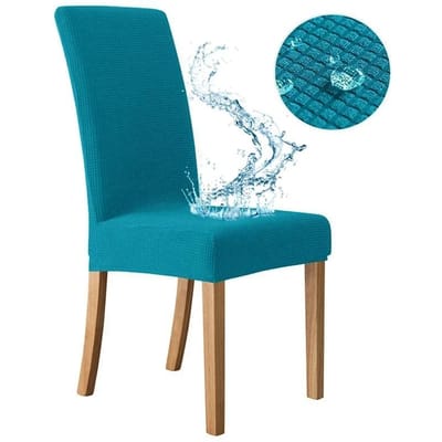 Housse de Chaise de Salle à Manger Haute Élasticité Salle à Manger Imperméable Réglable Housse de Chaise Housse d'Assise Extensible Banquet de Mariage Décoration de Maison 1  piece blue