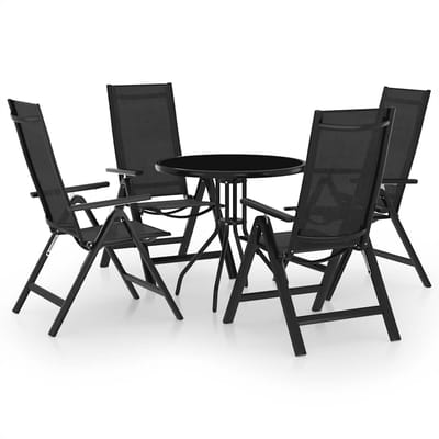 vidaXL - 5-delige - Bistroset - zwart - en - atracietkleurig
