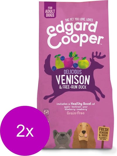 Edgard & Cooper Delicious Venison Adult Hert&Eend&Appel - Hondenvoer - 2 x 7 kg Graanvrij