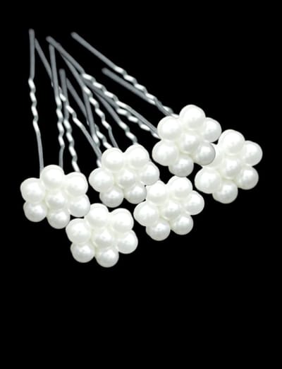 Bruids Haar Clips Parel bloem 12 stuks - Haarpin - Haarsieraad - Haarversiering - Haaraccessoire | Bruidskapsel pinnen- Bruid Haarpinnen zilver U-vormige- Haarpinnen zilver Bloem - Parel | Bruid | Bruiloft Gelegenheid