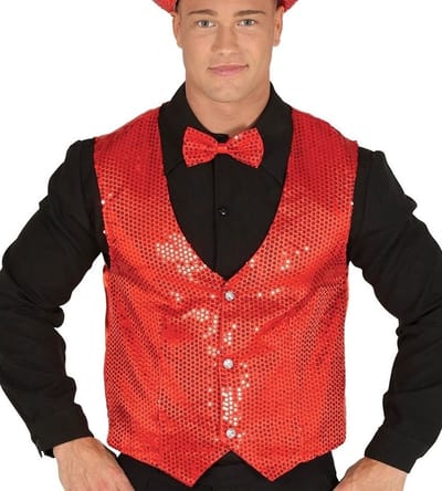 Fiestas Guirca Verkleed feest gilet met pailletten - rood - voor heren - one size