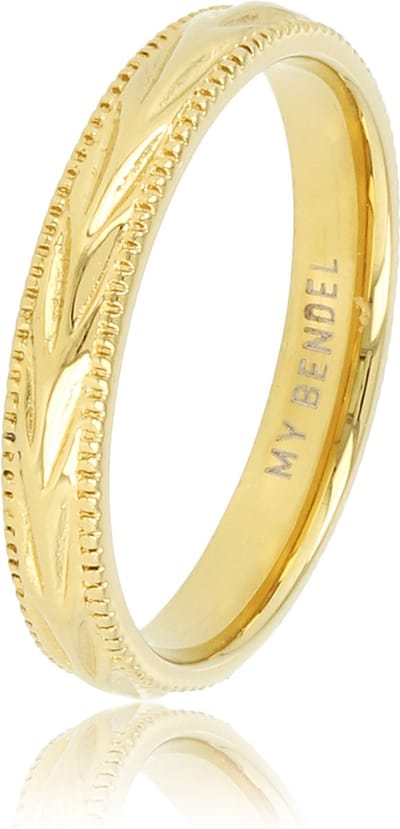 My Bendel - Ring Goudkleurig met Blad Motief - 3.5 Mm - Goudkleurige Ring met Bladmotief - 3,5 Mm - Verkleurt Niet - met Luxe Cadeauverpakking | Sieraden Voor Dames | Maat 19.00 Mm / Maat 60