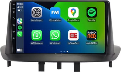 Carplay autoradio voor Renault Megane 3 | Fluence | 2008 t/m 2016 | Android 13 | Draadloos Apple Carplay & Android Auto | 2GB + 32GB | 8-Core processor | Davilon | 2025 model | 2008 2009 2010 2011 2012 2013 2014 2015 2016 | Bluetooth & Wifi