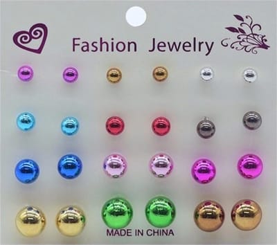 Fako Bijoux® - Oorbellen - Parel - Acryl - Mix 4 Kleuren - 12 Paar