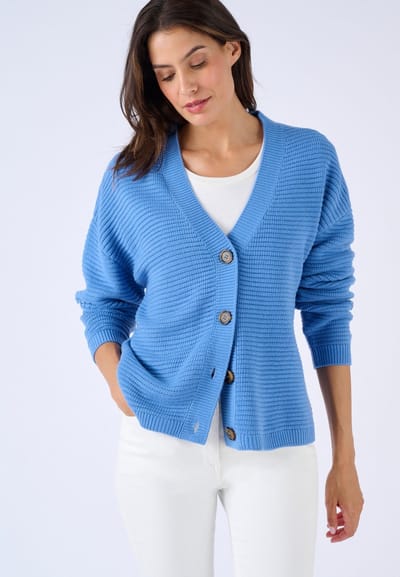 Damart - Ottomaans gebreid vest - Dames - Blauw - S