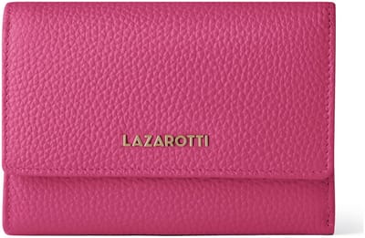 Lazarotti Leren portemonnee Bologna Leather Zip Wallet With 15 Card Slots Hot Pink roze