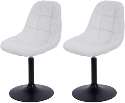 Set van 2 eetkamerstoelen MCW-A60, keukenstoel draaistoel, staal MVG stof/textiel chenille (465g/m²) ~ crème