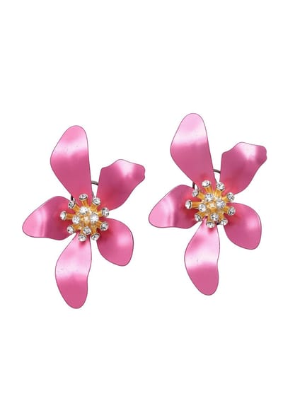 AVANT-GARDE PARIS Bloemvormige Oorsteker - Dames Oorbellen - Paars - Lichtgewicht Aluminium - Rhodium Plating