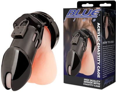 Blueline - Acrylic See-Thru Chastity Cage Kuisheidskooi - Zwart