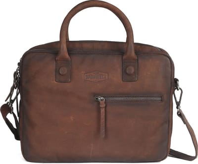 Sparwell | Leren laptoptas 14" inch | 100% Leer | Donker Bruin
