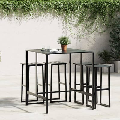 vidaXL - Bartafel - 100x100x110 - cm - gepoedercoat - staal - zwart