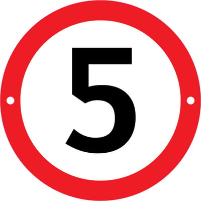 Verbodsbord 5 Kilometer - 25cmØ met 2 Boorgaten - op 3mm dik Aluminium