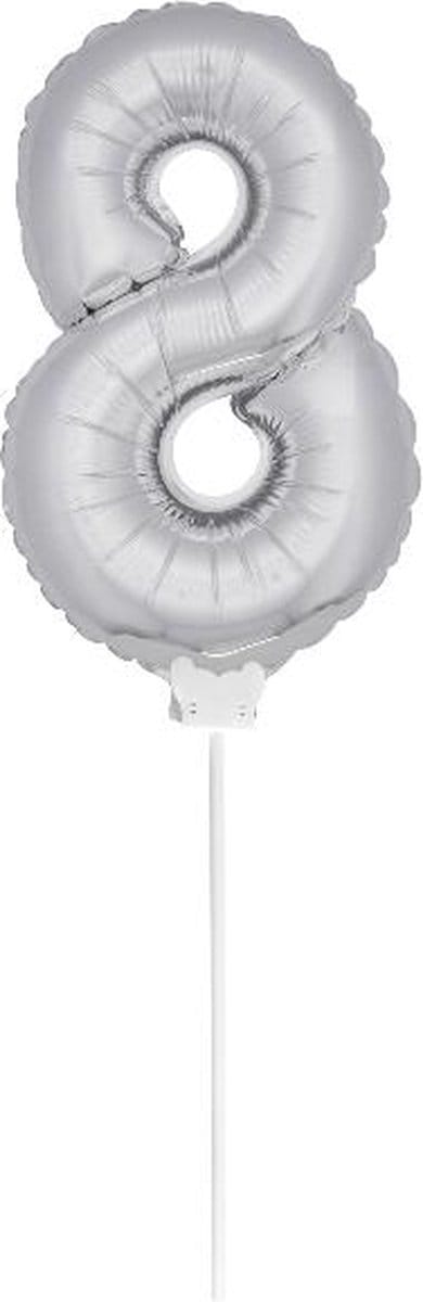 Folat - Folieballon cijfer mini Silver number 8