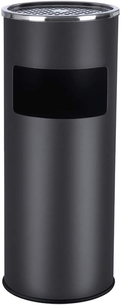Vuilnisbak met Aschenbecher - Roestvrij Stalen Design - 30L Capaciteit