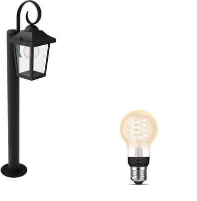 Philips Hue Buzzard Sokkel voor Buiten (Zwart) - Buitenlamp - E27 - Warmwit Licht - Hue White Filament
