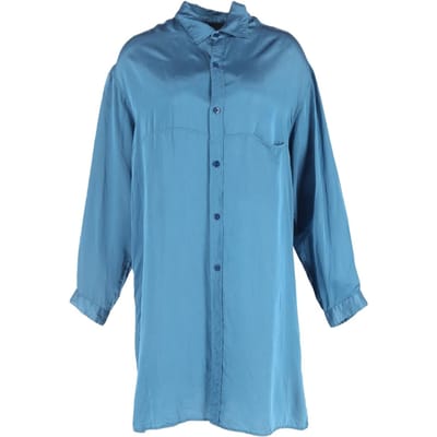 Y's by Yohji Yamamoto overhemd met knoopsluiting in blauwe zijde