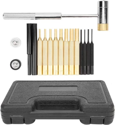 17-delige Punch Set inclusief Vaste Pin en Roll Pin Driver - Dubbele Hoofd Hamer - Messing en Roestvrij Staal Onderhoud Tool - Plastic Doos - Voor Thuis Industrie Wapensmeden Onderhoud