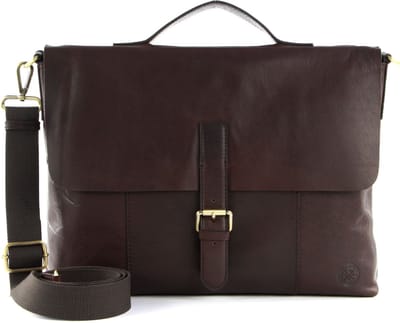SADDLER Business tas Schoudertas met laptopvak Ålesund Computer Bag Dark Brown Bruine