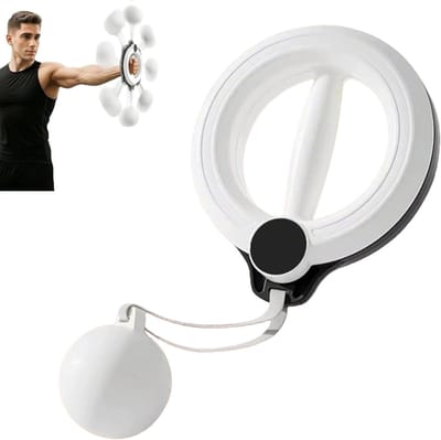 Armtrainer Ring - Hand Crank Trainer - Bovenlichaam Trainen - 360 Graden Rotatie - 16 x 19 cm - Wit