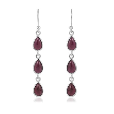 SilverGems Zilveren oorstekers met rond facet geslepen Granaat edelstenen