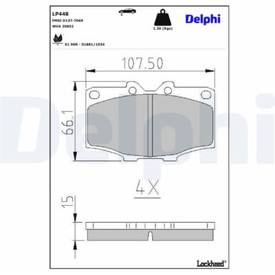 Remblokset DELPHI LP448, voor
