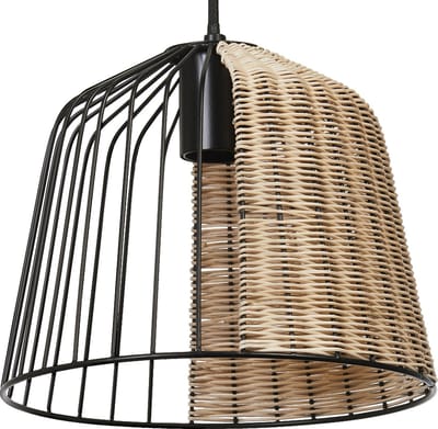 LEDVANCE Decor Cage Bell hanglamp in industriële stijl, zwart/bruin, kooibehuizing van metaal en rotan, E27-fitting, 260 mm diameter, eenvoudige montage, lichtbron niet inbegrepen.