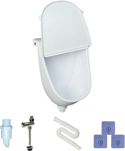 Wandurinoir met Deksel - Urineleider Mannen - Hygiënisch Gebruik - Overloopveilig Ontwerp - 38.5 x 28.5 cm - Wit